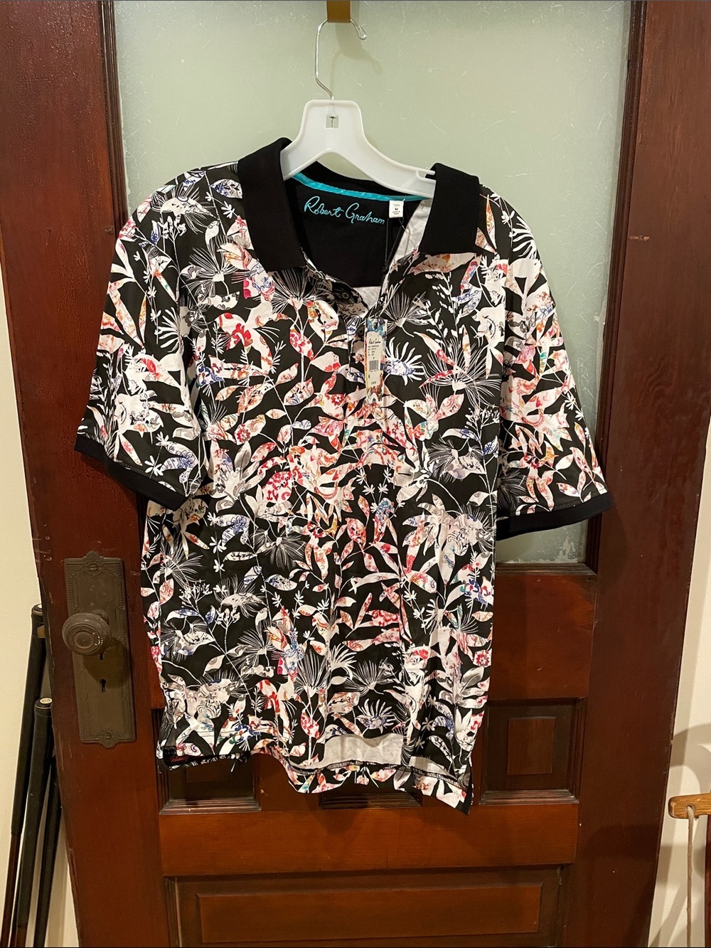 Robert Graham Black Multicolor Floral Polo Shirt